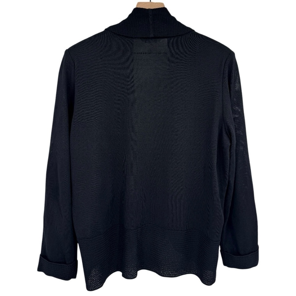 Exclusively Misook Black Open Front Ribbed Knit Cardigan Sweater Size XL - Picture 3 of 5